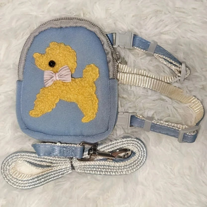 sac à dos avec laisse en harnais pour petit chien résistant 