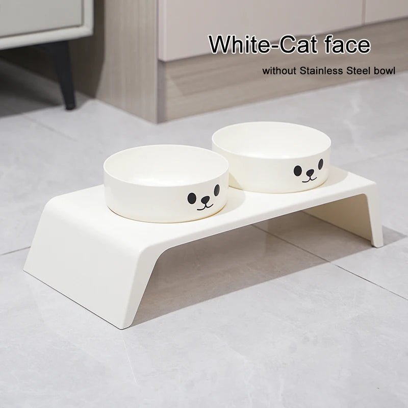 Support gamelle chien blanc
