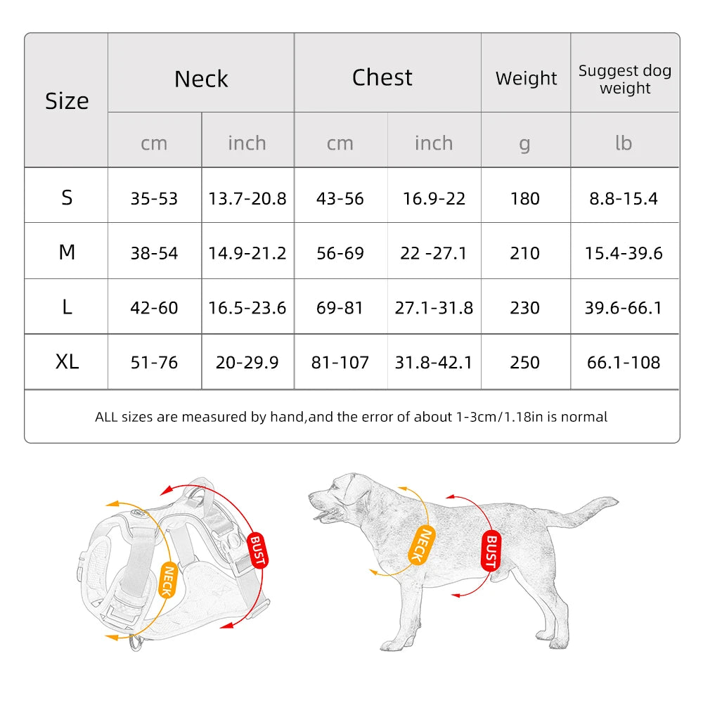 Tableau des tailles du harnais pour chien pour voiture de boutiquechien