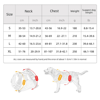 Tableau des tailles du harnais pour chien pour voiture de boutiquechien