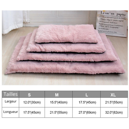Tailles du tapis chien de couleur rose avec toutes les dimenions du tapis chien. Image produit Boutiquechien