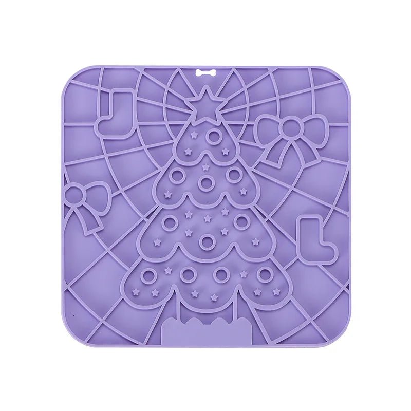 Tapis anti glouton de couleur violet sur le thème de noël. Image produit Boutiquechien