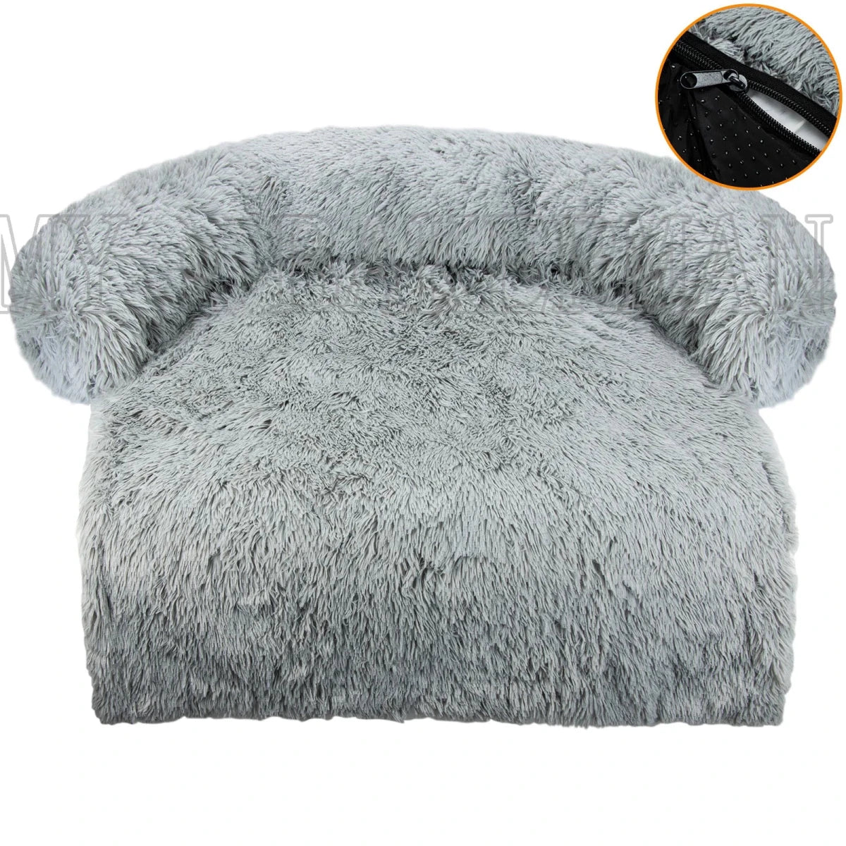 Tapis pour chien lavable en machine gris fonce rond 