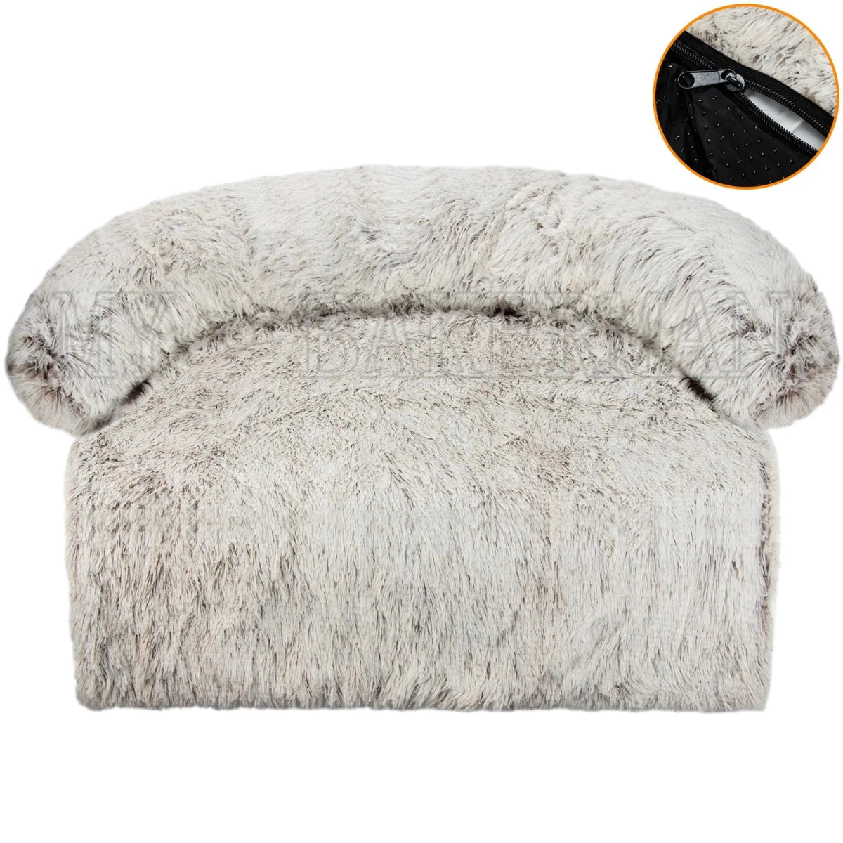Tapis pour chien lavable en machine gris rond
