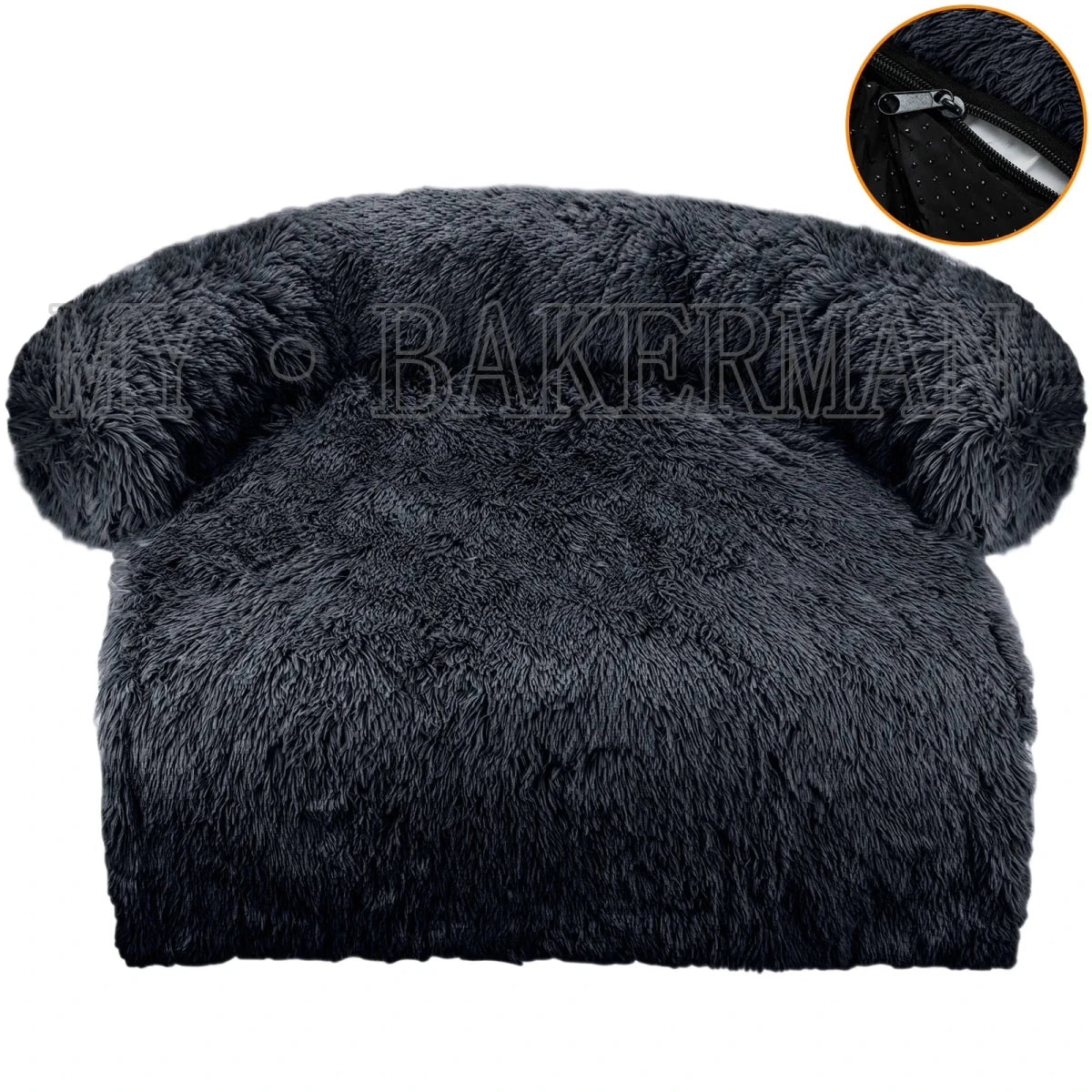 Tapis pour chien lavable en machine rond noir 