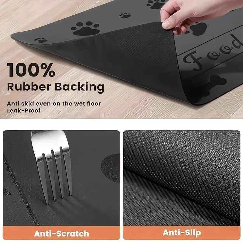 Tapis sous gamelle chien derapant 