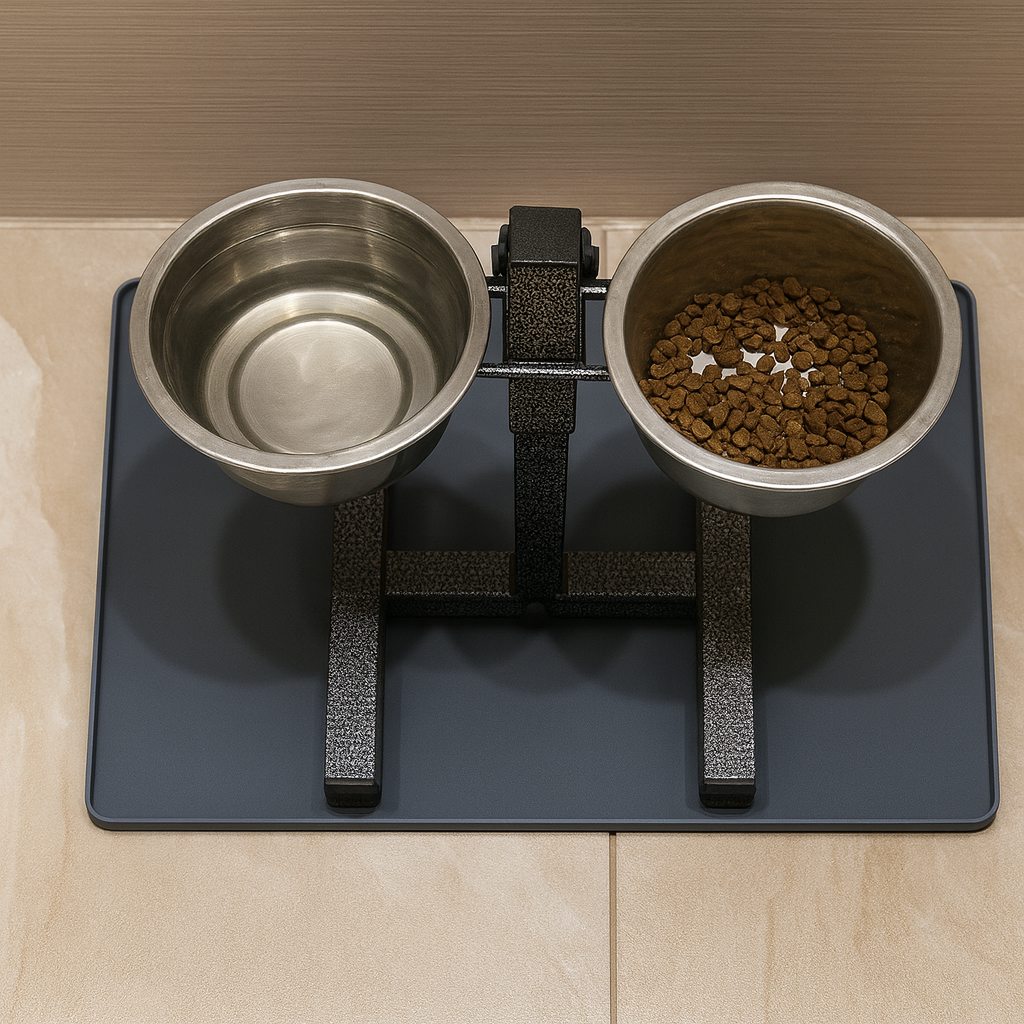 tapis gamelle chien anti derapant avec gamelles doubles
