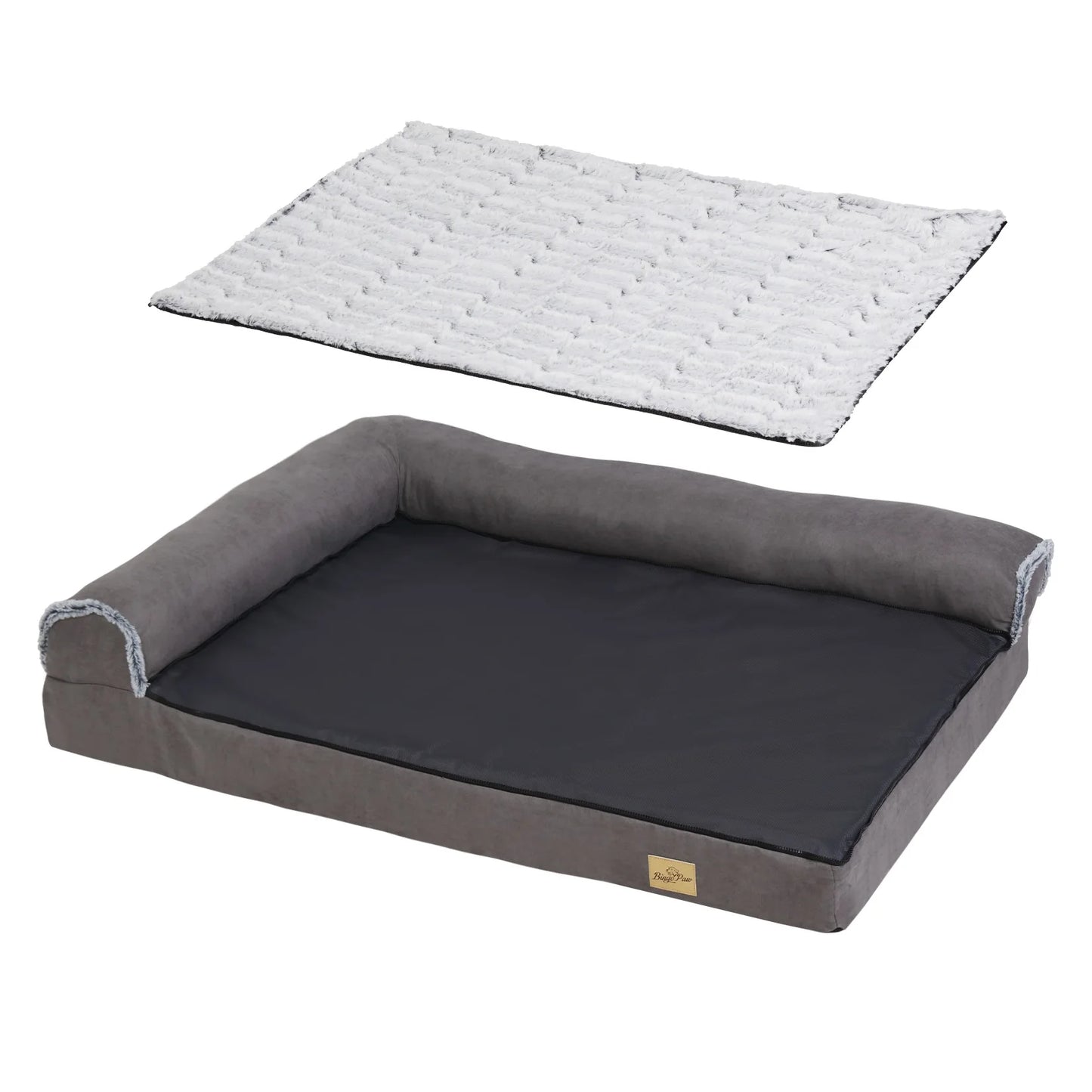 panier pour chien waterproof à mémoire de forme pour chien de couleur gris foncé et noir. image de boutiquechien