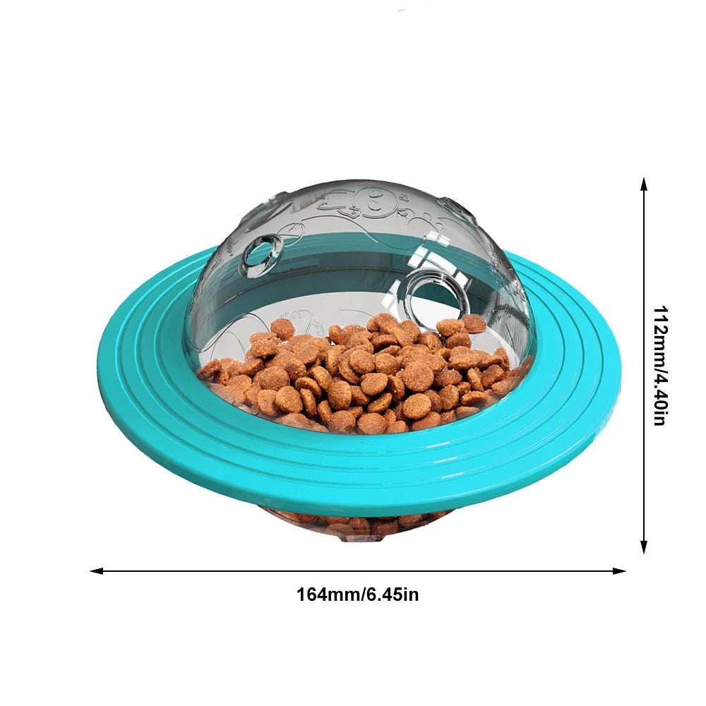 Totalité des dimensions de la balle à friandise pour chien de couleur bleu avec la hauteur et largeur. Image produit Boutiquechien