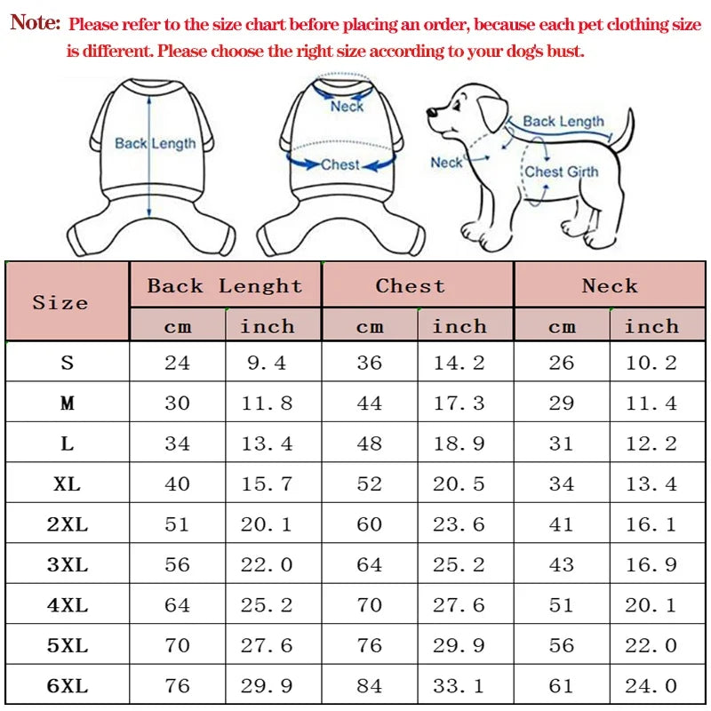 toutes les tailles et mensuration de l'imper pour grand chien de boutiquechien