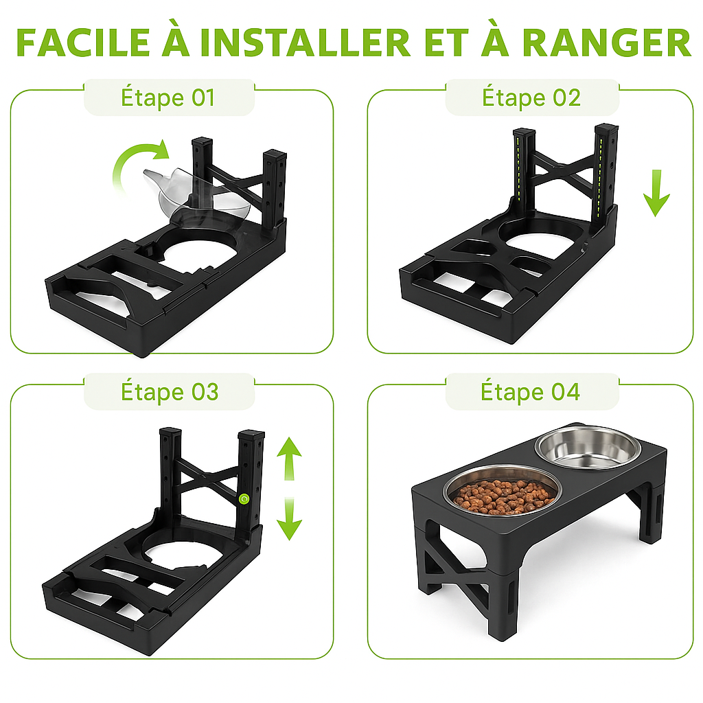 installation facile de la gamelle double avec réglable facile de gamelle double. Image produit Boutiquechien