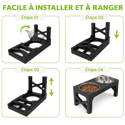 installation facile de la gamelle double avec réglable facile de gamelle double. Image produit Boutiquechien