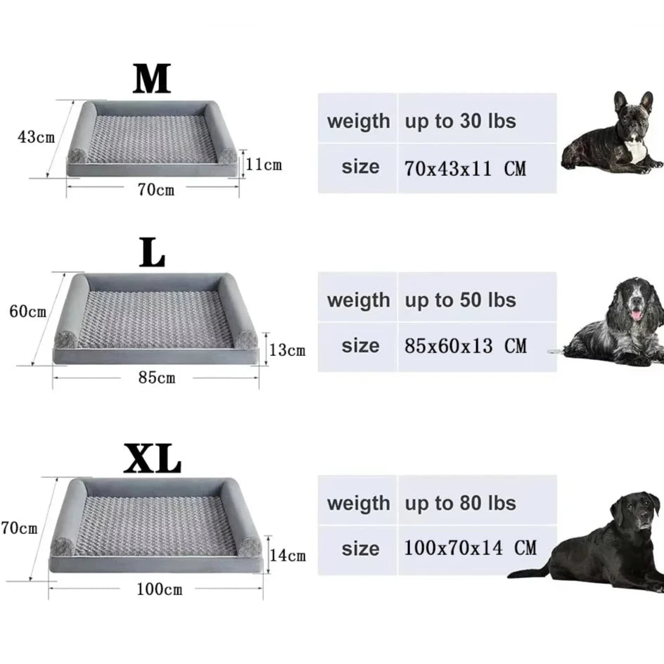 dimension total du panier pour grand chien multi saisons de boutiquechien de couleurs grise. Les tailles sont de M à XL parfait pour les grands chiens 